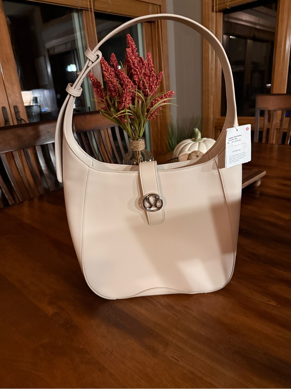 lululemon athletica Cream Shoulder Bag with Silver Hardware